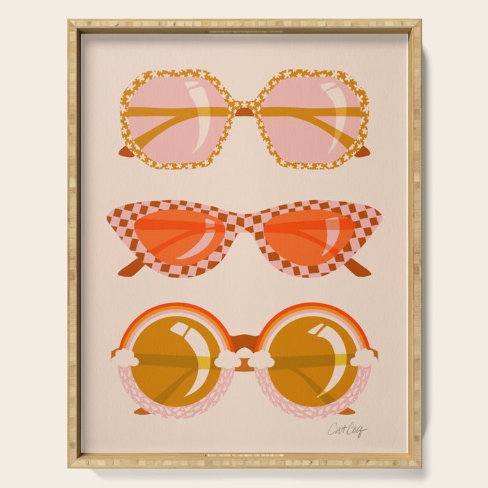 Retro Sunglasses - Retro Sunshine on Cream Serving Tray Gallery Image 1