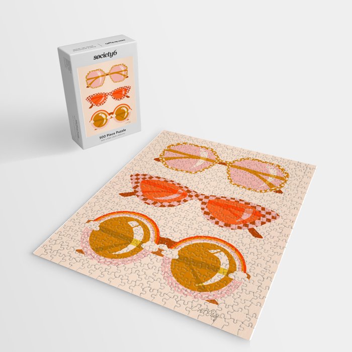 Retro Sunglasses - Retro Sunshine on Cream Jigsaw Puzzle Gallery Image 2