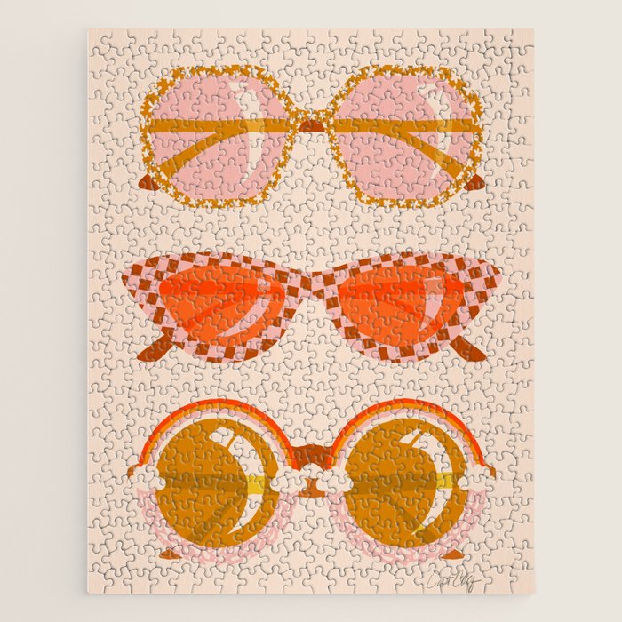 Retro Sunglasses - Retro Sunshine on Cream Jigsaw Puzzle Gallery Image 1