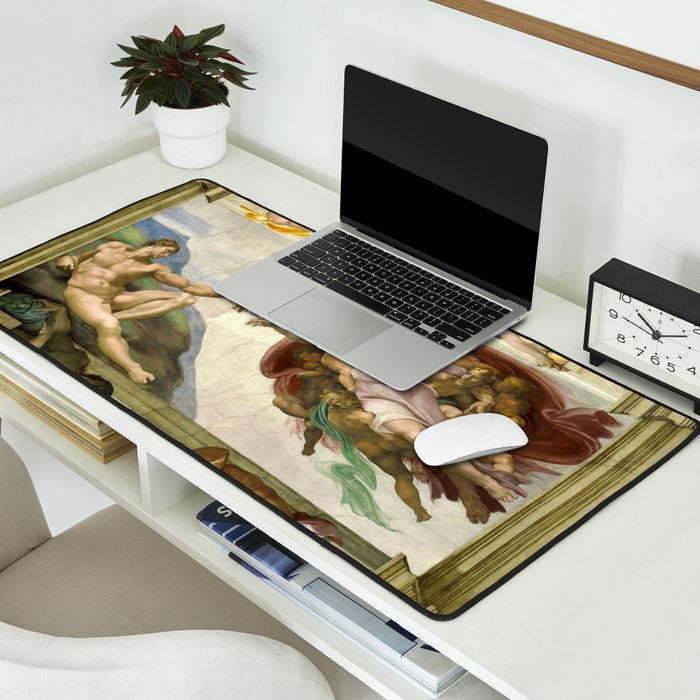 Michelangelo Buonarroti "Creation of Adam" (1) Desk Mat Gallery Image 2