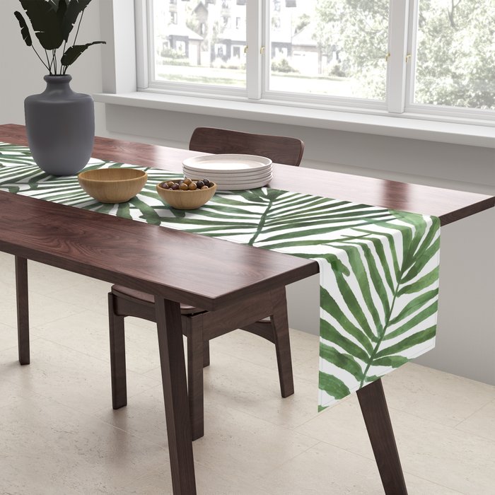 Watercolor simple leaves Table Runner Gallery Image 2