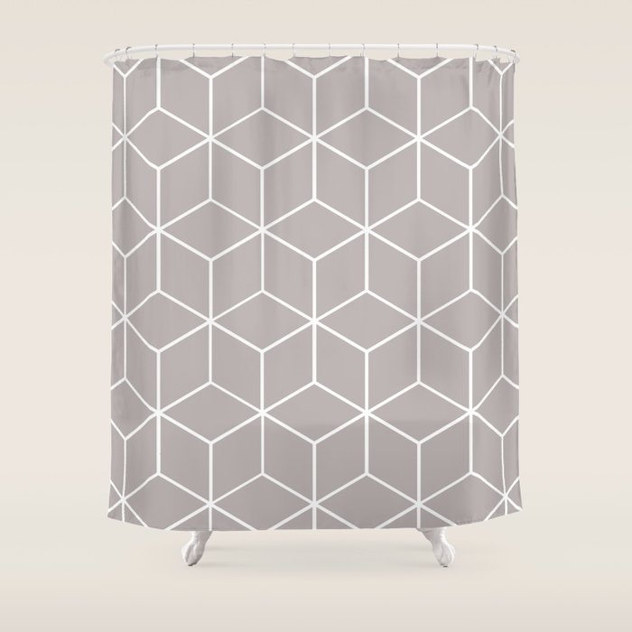 Cube Geometric 03 Grey Shower Curtain Gallery Image 1