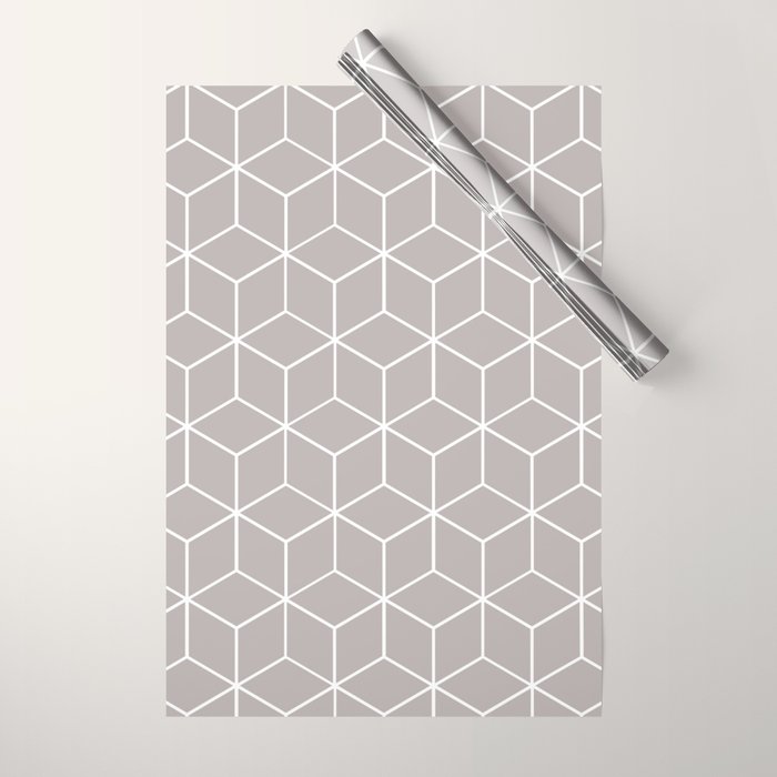 Cube Geometric 03 Grey Wrapping Paper Gallery Image 1