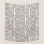 Cube Geometric 03 Grey Wall Tapestry Gallery Image 4