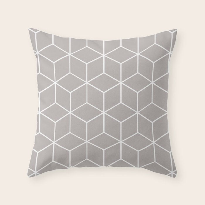 Cube Geometric 03 Grey Throw Pillow Gallery Image 6
