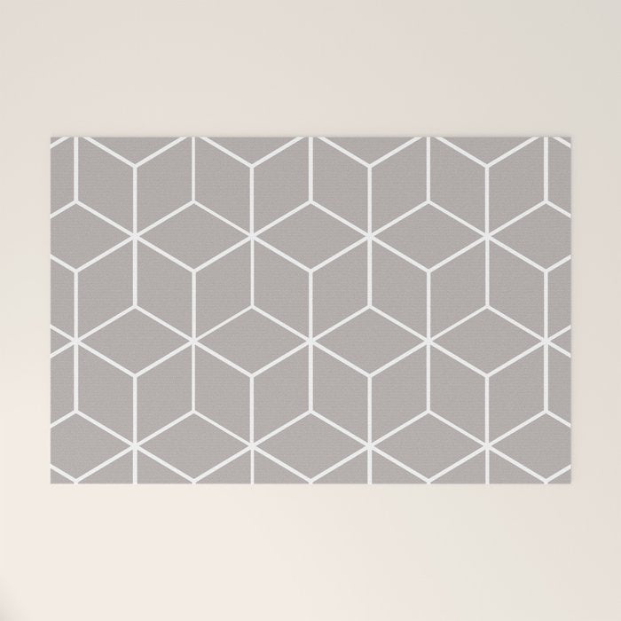 Cube Geometric 03 Grey Welcome Mat Gallery Image 1