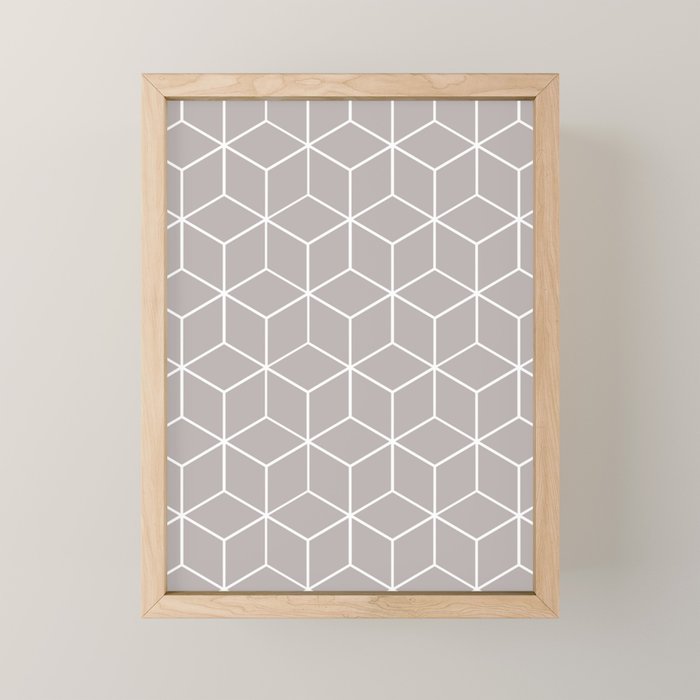 Cube Geometric 03 Grey Mini Art Print Gallery Image 1