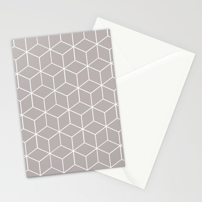 Cube Geometric 03 Grey Stationery Card Gallery Image 2