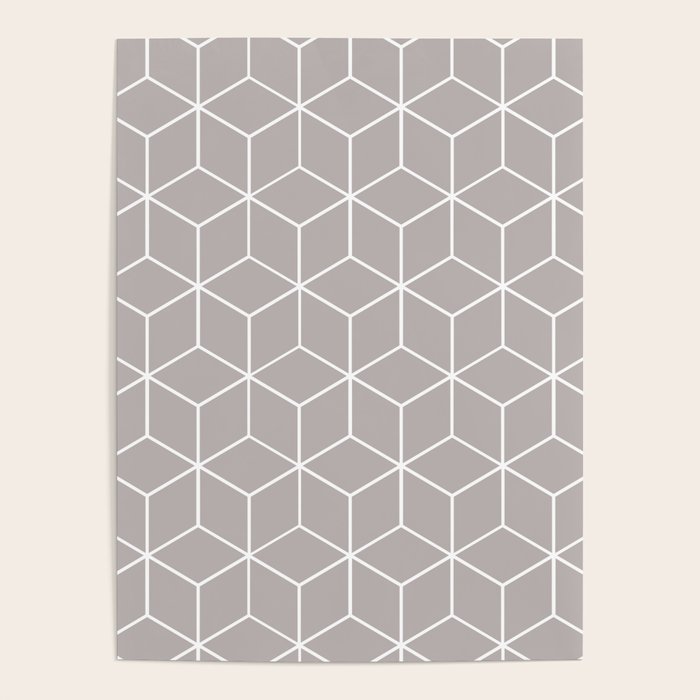 Cube Geometric 03 Grey Poster Gallery Image 1