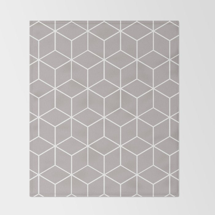 Cube Geometric 03 Grey Throw Blanket Gallery Image 2
