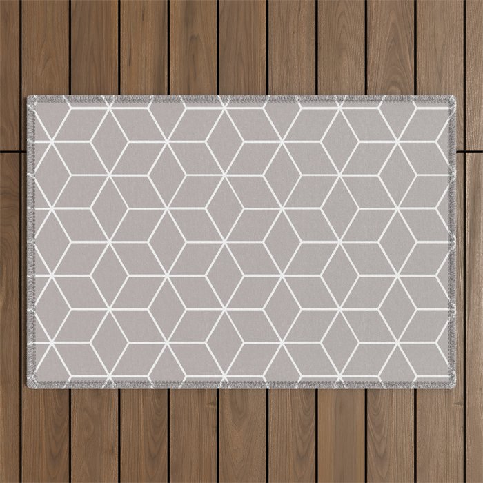 Cube Geometric 03 Grey Outdoor Rug Gallery Image 1