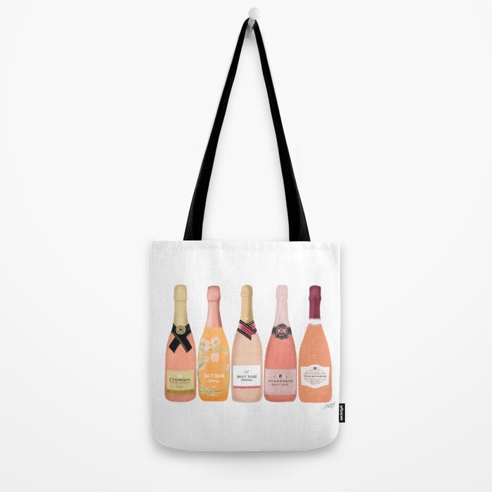 Rose Champagne Bottles Tote Bag Gallery Image 2