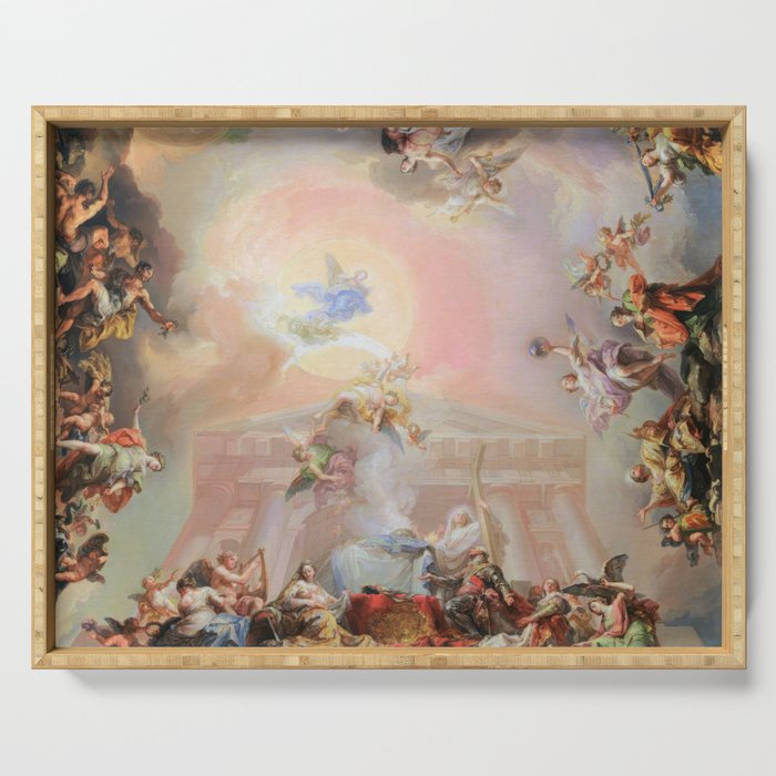 Renaissance Painting Angels Cherubs Aesthetic Allegorical Scene Serving Tray Gallery Image 1