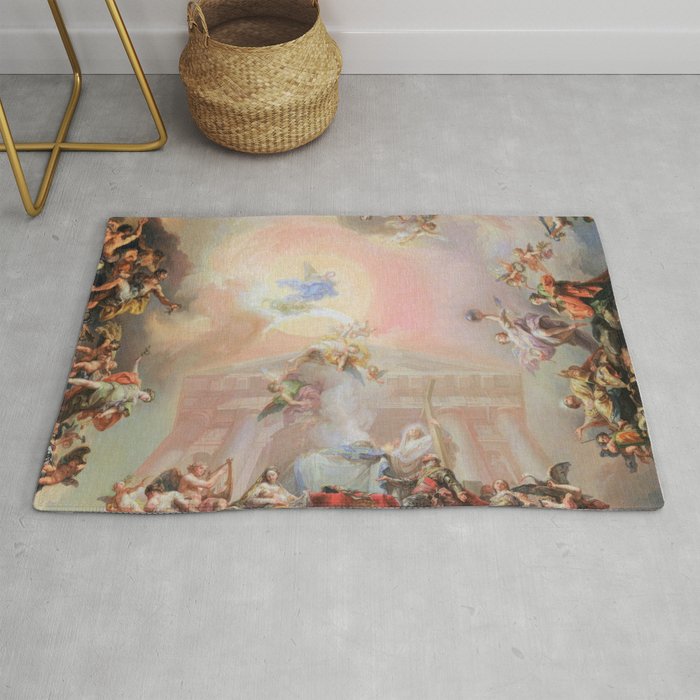 Renaissance Painting Angels Cherubs Aesthetic Allegorical Scene Rug Gallery Image 1