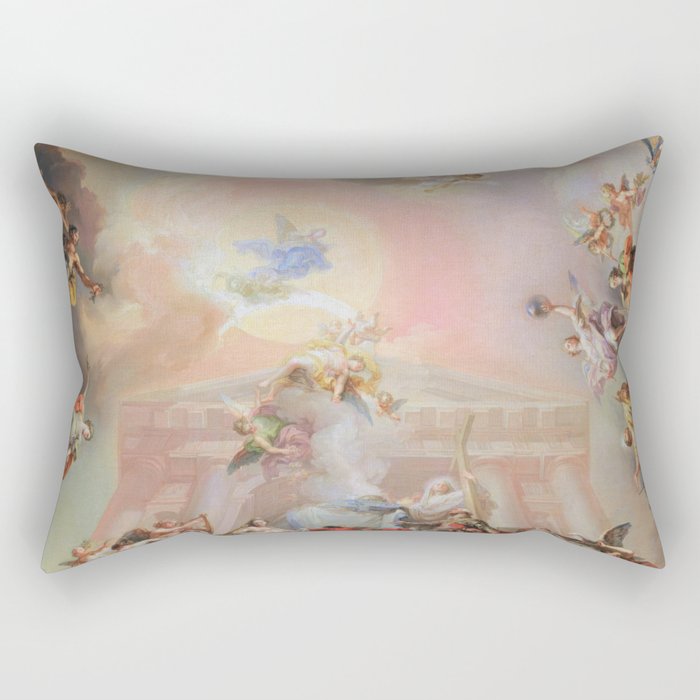 Renaissance Painting Angels Cherubs Aesthetic Allegorical Scene Rectangular Pillow Gallery Image 1