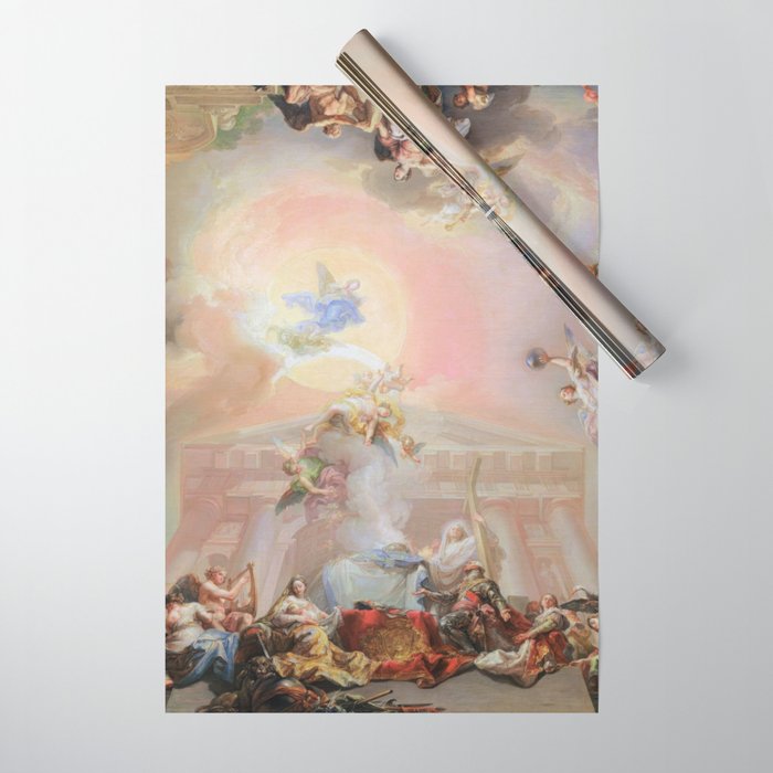 Renaissance Painting Angels Cherubs Aesthetic Allegorical Scene Wrapping Paper Gallery Image 1