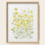 yellow buttercup flowers filed watercolor  Serving Tray Gallery Image 1