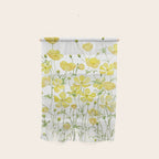 yellow buttercup flowers filed watercolor  Wall Hanging Gallery Image 1