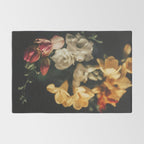 Flower Photography - Mixed Floral Bouquet - Pink Yellow Flowers - Elegant Dark Dramatic Floral print Rug Gallery Image 2