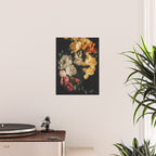 Flower Photography - Mixed Floral Bouquet - Pink Yellow Flowers - Elegant Dark Dramatic Floral print Poster Gallery Image 2