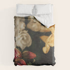Flower Photography - Mixed Floral Bouquet - Pink Yellow Flowers - Elegant Dark Dramatic Floral print Comforter Gallery Image 6