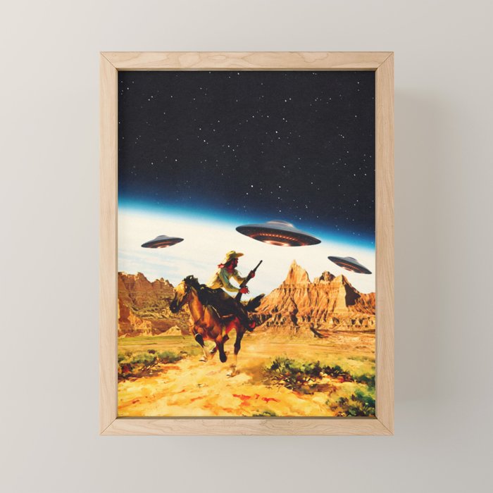 UFO Space Chase Mini Art Print Gallery Image 1