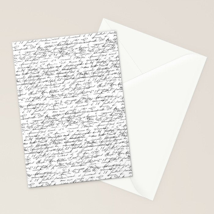 Vintage Handwriting Black And White Nostalgic Texture Stationery Card Gallery Image 2