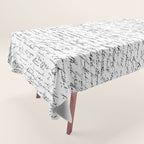 Vintage Handwriting Black And White Nostalgic Texture Tablecloth Gallery Image 1