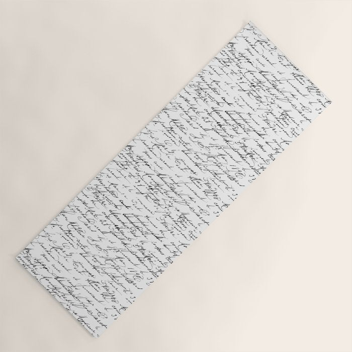 Vintage Handwriting Black And White Nostalgic Texture Yoga Mat Gallery Image 1