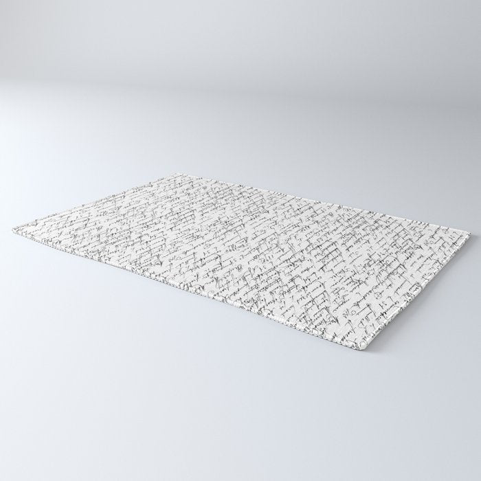 Vintage Handwriting Black And White Nostalgic Texture Rug Gallery Image 3