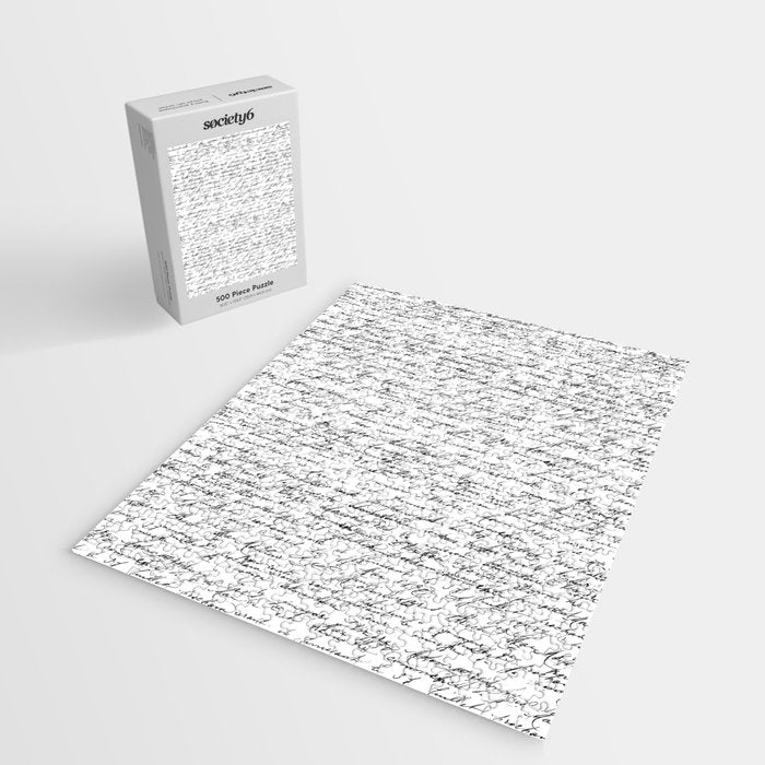 Vintage Handwriting Black And White Nostalgic Texture Jigsaw Puzzle Gallery Image 2