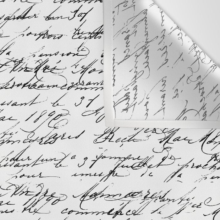 Vintage Handwriting Black And White Nostalgic Texture Wall Tapestry Gallery Image 3