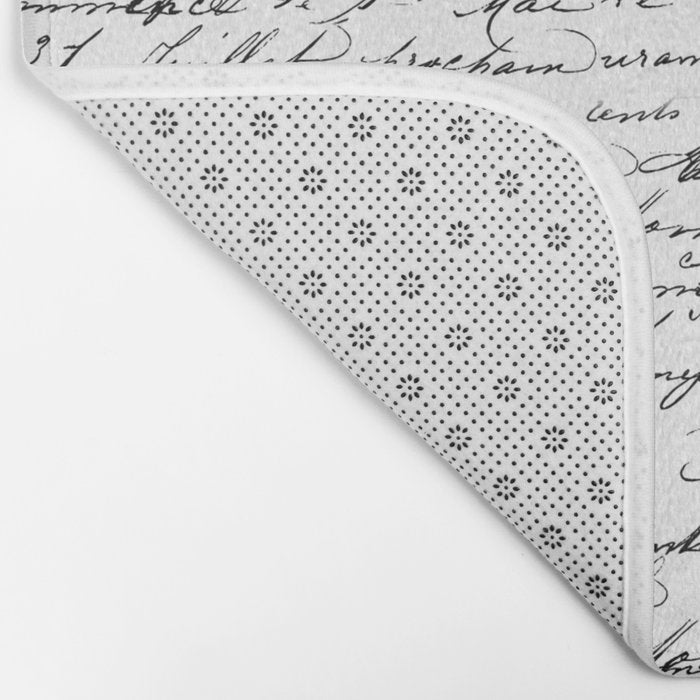 Vintage Handwriting Black And White Nostalgic Texture Bath Mat Gallery Image 2