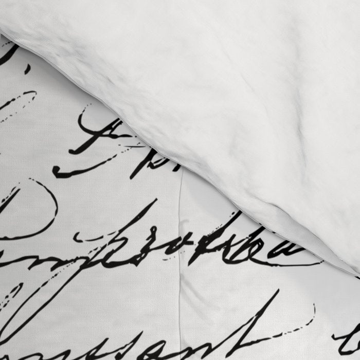 Vintage Handwriting Black And White Nostalgic Texture Comforter Gallery Image 4