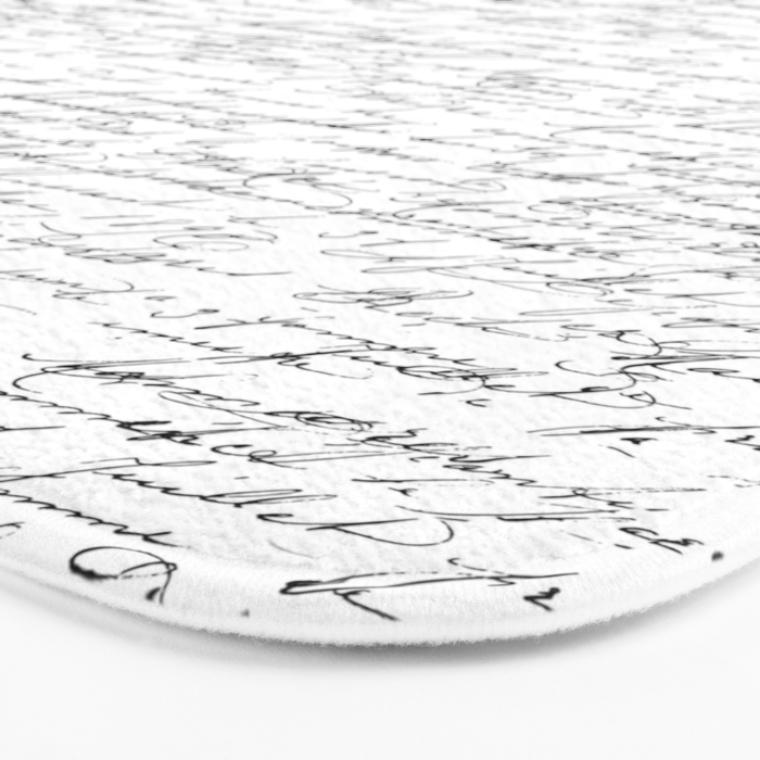 Vintage Handwriting Black And White Nostalgic Texture Bath Mat Gallery Image 3