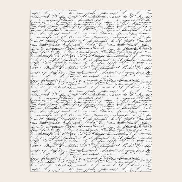 Vintage Handwriting Black And White Nostalgic Texture Poster Gallery Image 4