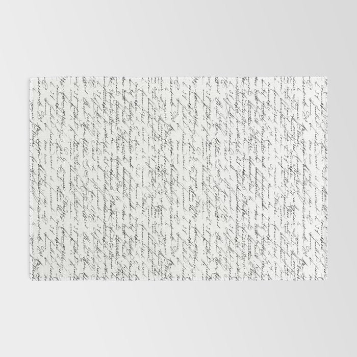 Vintage Handwriting Black And White Nostalgic Texture Rug Gallery Image 2