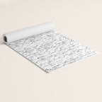 Vintage Handwriting Black And White Nostalgic Texture Yoga Mat Gallery Image 2