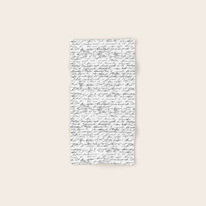 Vintage Handwriting Black And White Nostalgic Texture Bath Towel Gallery Image 1