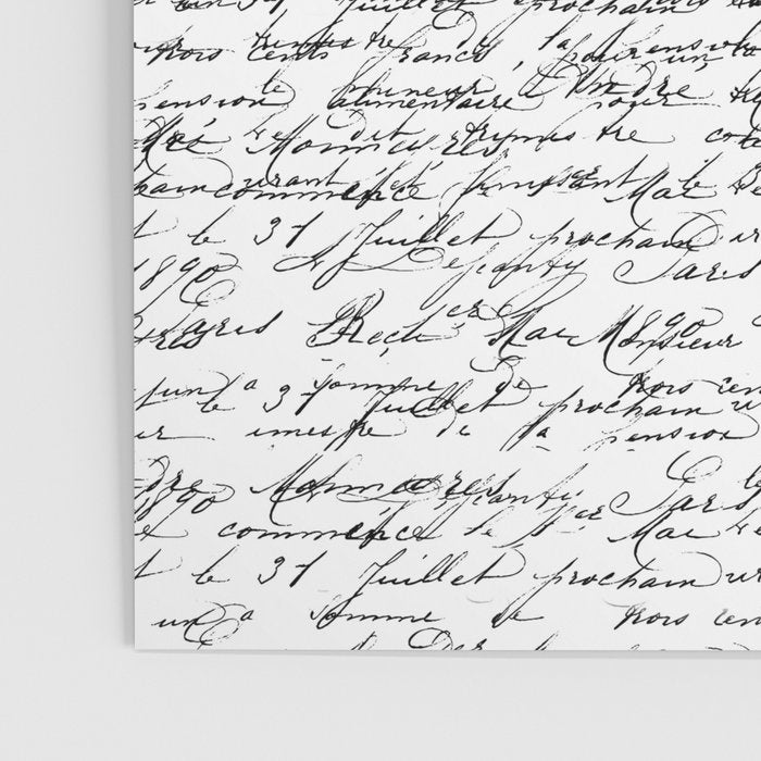 Vintage Handwriting Black And White Nostalgic Texture Poster Gallery Image 3