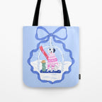 Apres Ski Dogs with Bows Tote Bag Gallery Image 1