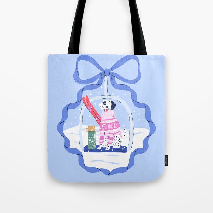 Apres Ski Dogs with Bows Tote Bag Gallery Image 1