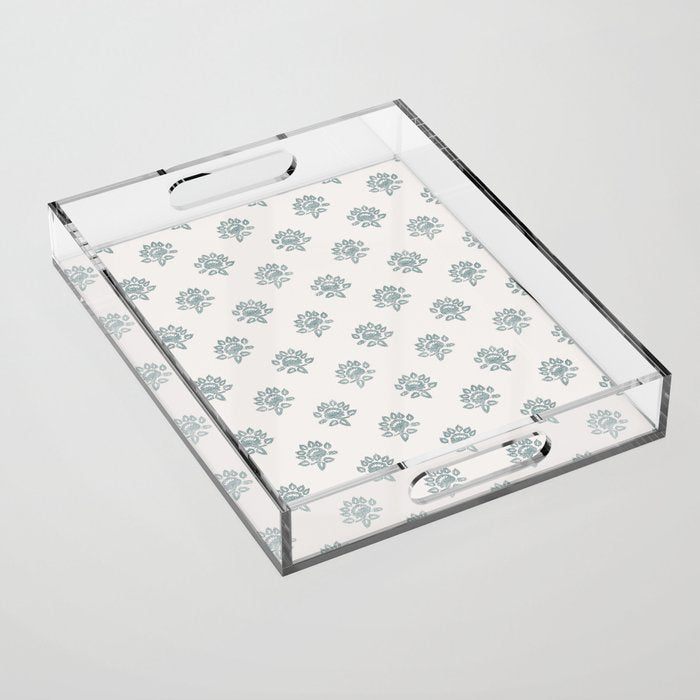 Small Distressed Block Print - Seaglass Acrylic Tray Gallery Image 1