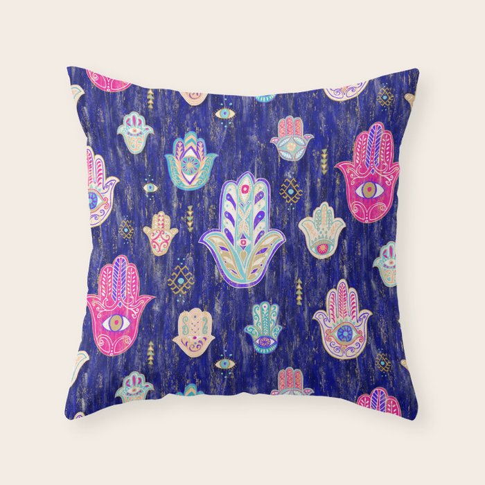 Hamsa Mystical Protection Throw Pillow Gallery Image 1