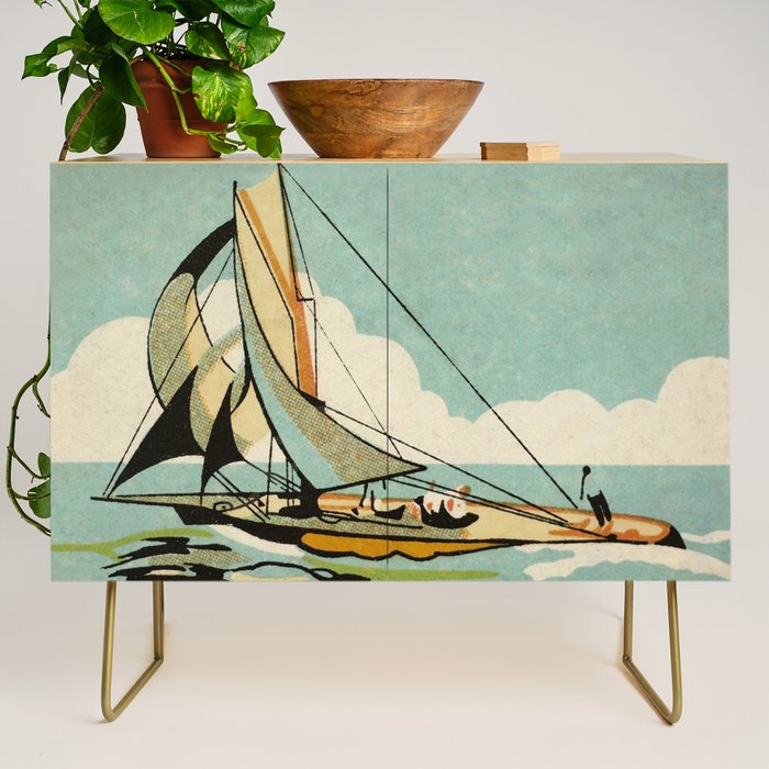 Vintage Japanese Sailboat Credenza Gallery Image 1