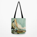 Vintage Japanese Sailboat Tote Bag Gallery Image 2