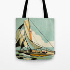 Vintage Japanese Sailboat Tote Bag Gallery Image 1