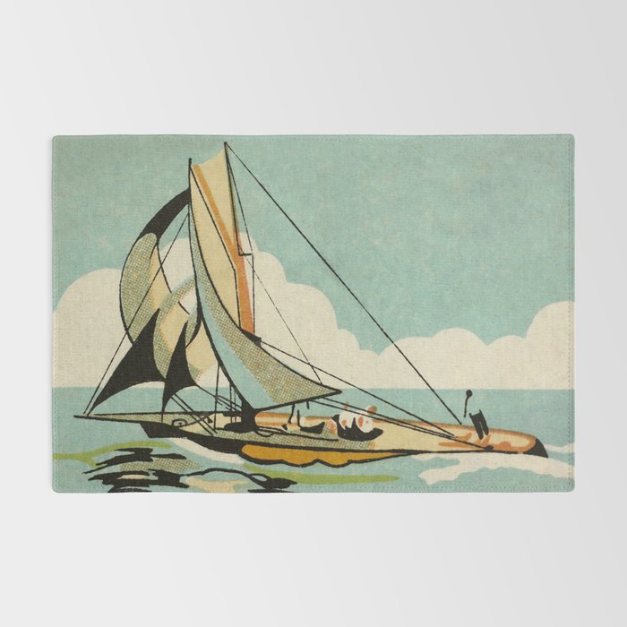 Vintage Japanese Sailboat Rug Gallery Image 2