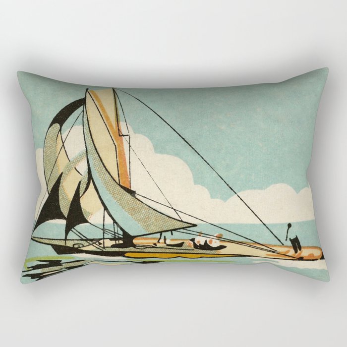 Vintage Japanese Sailboat Rectangular Pillow Gallery Image 2