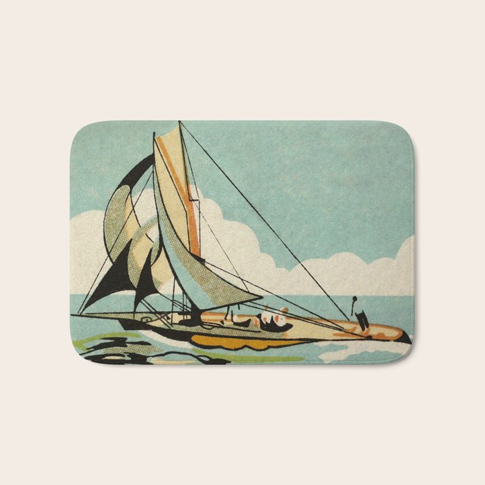 Vintage Japanese Sailboat Bath Mat Gallery Image 1